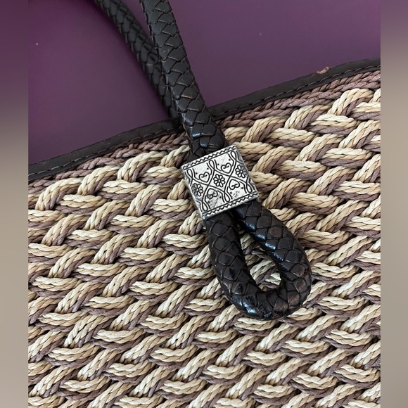 BRIGHTON Braided Straw Wicker Woven Brown Shopper Tote - Picture 9 of 16